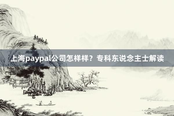 上海paypal公司怎样样？专科东说念主士解读