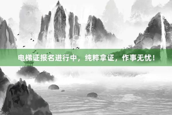 电梯证报名进行中，纯粹拿证，作事无忧！